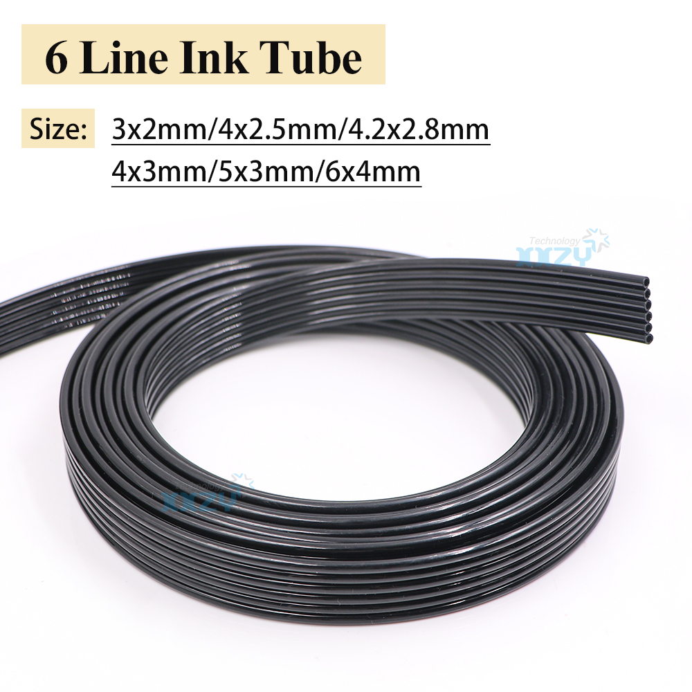 Solvent Printer Ink - UVインクホース,5メートル,6回線,ソルベントプリンター用,ciss 6ライン,3x2mm,4x3mm,6x4mm,黒
