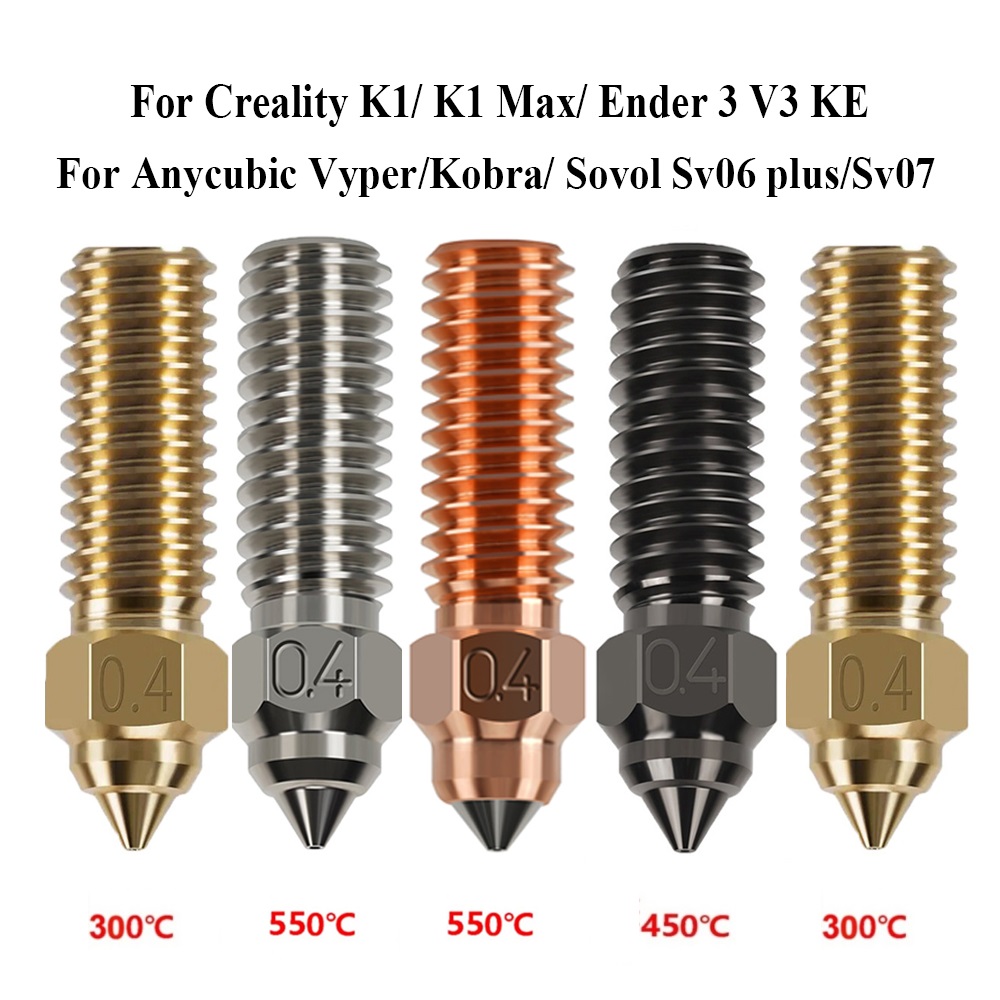 Creality Printer Ender 3 V3 - Ender 3 V3 KEノズル真鍮メッキ銅硬化鋼高速3Dプリンターノズル Creality K1