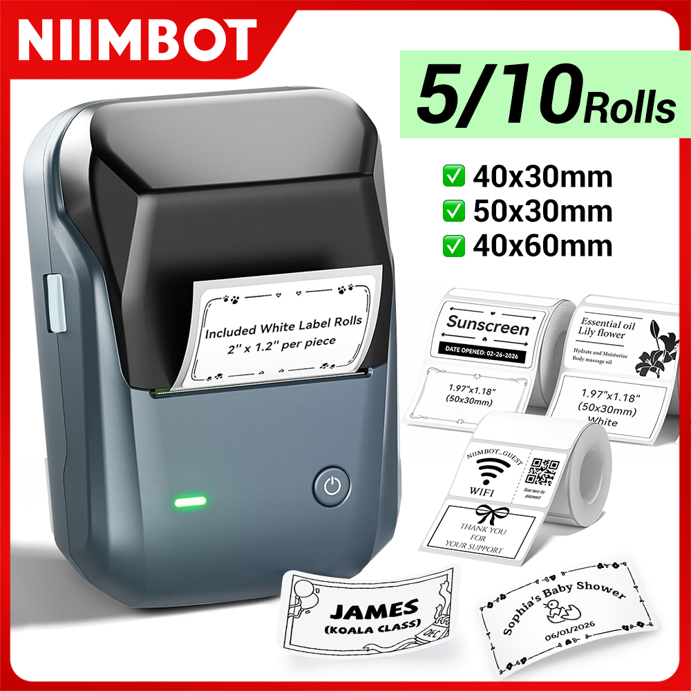 Commercial Printing Network - Niimbot B1 プリンタサーマル Bluetooth ワイヤレスミニモバイルラベルステッカーメーカー 10