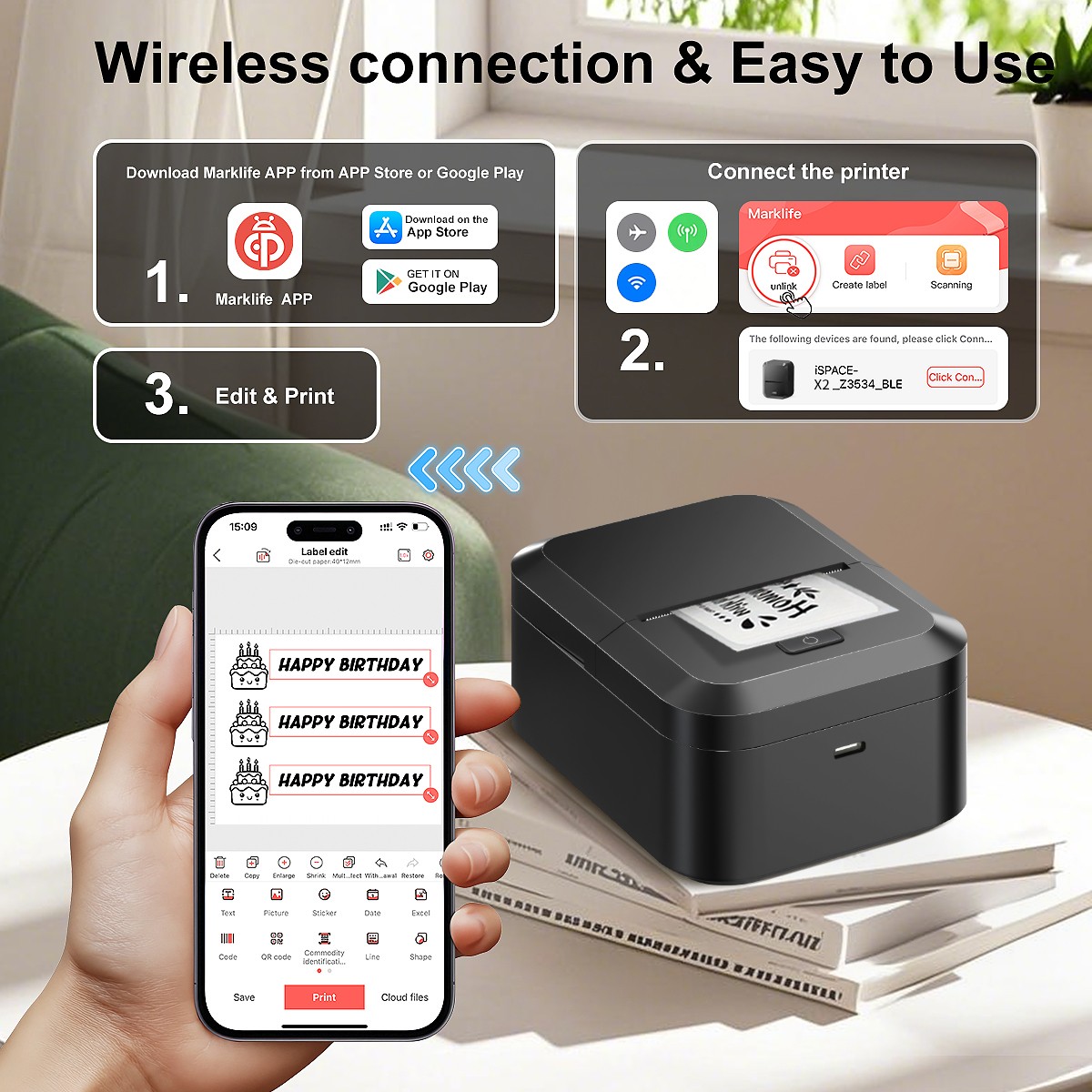 Marklife X2 ポータブルサーマルプリンタ Blue - Commercial Printing Network のレビューと価格
